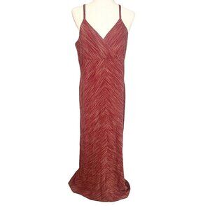 Old Navy Maxi Dress Size 14 Brick Red Y2K Linen Blend 00s Grunge Boho Sleeveless